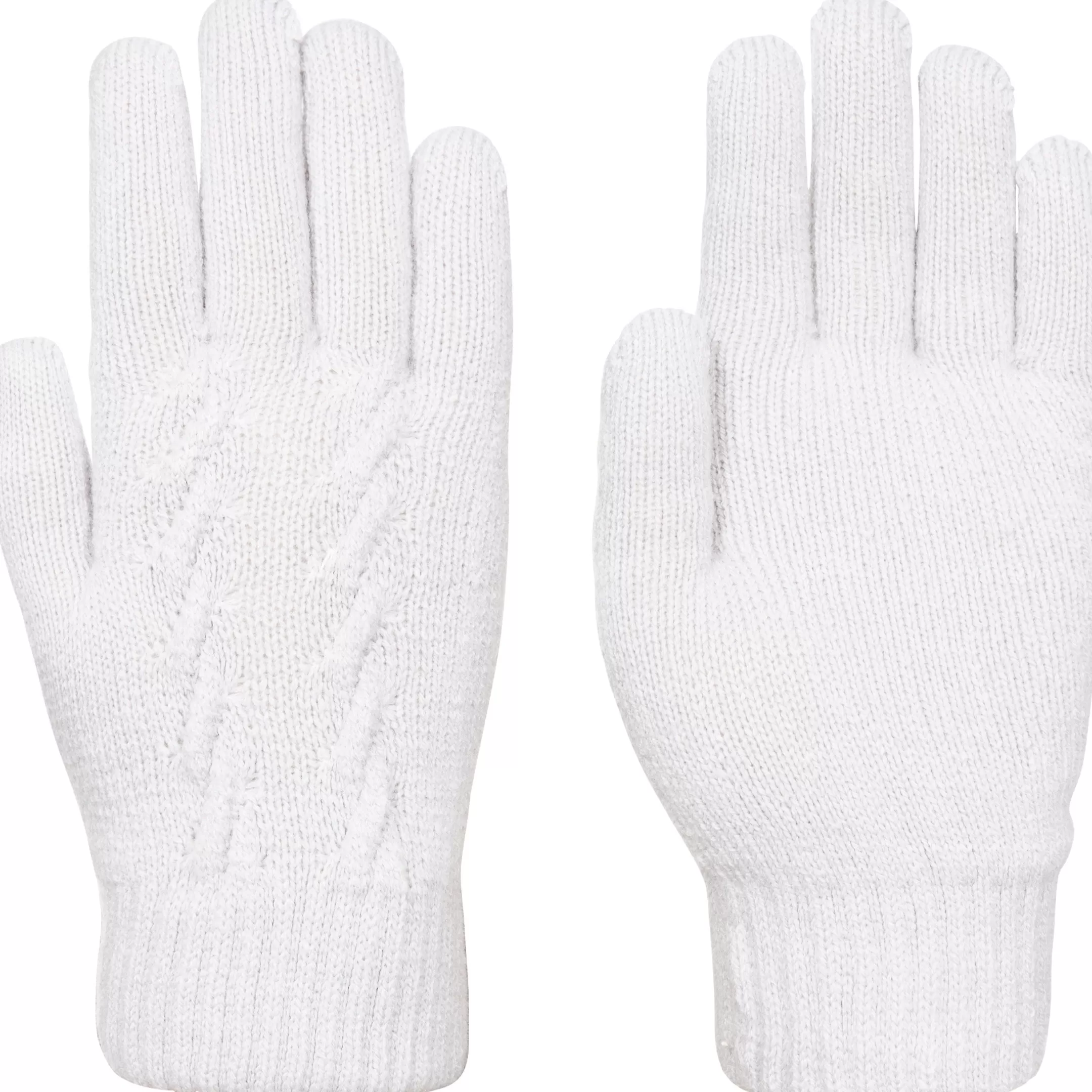 Womens Knitted Gloves Rib Cuff White Ottile | Trespass Flash Sale