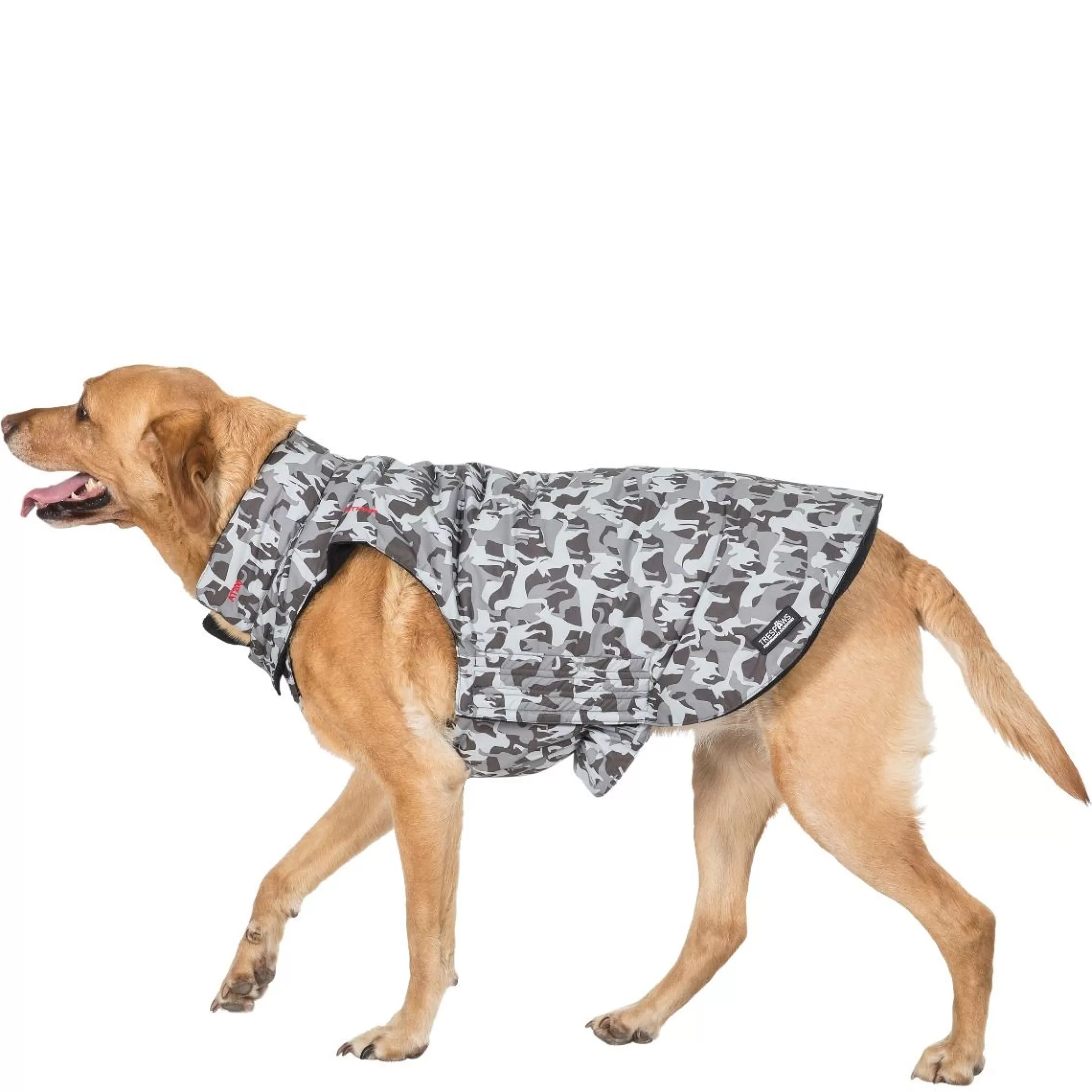 Trespaws Large Camo Dog Printed Raincoat in Grey Charly | Trespass Flash Sale