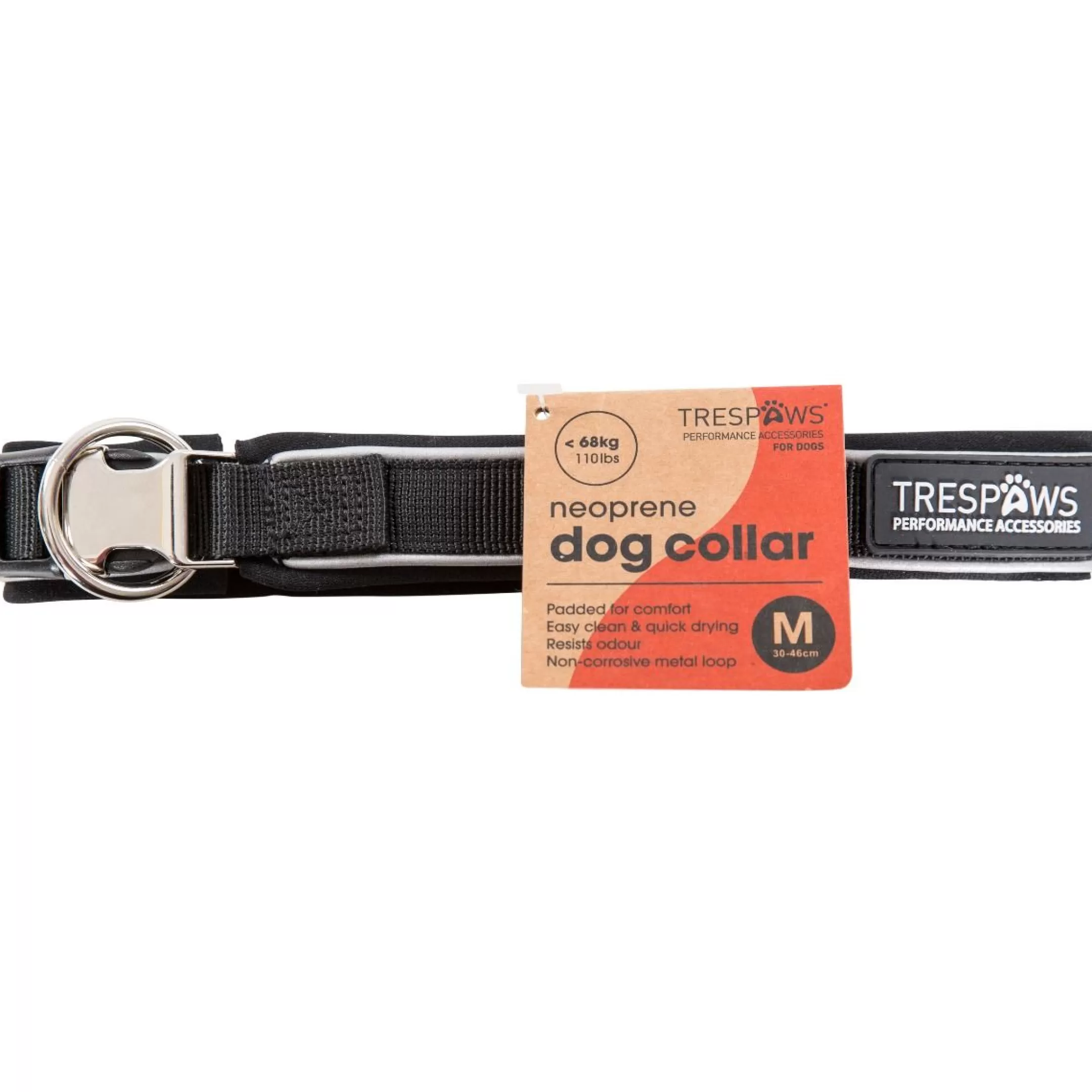 Trespaws Medium Reflective Soft Touch Dog Collar in Black Keira | Trespass Best